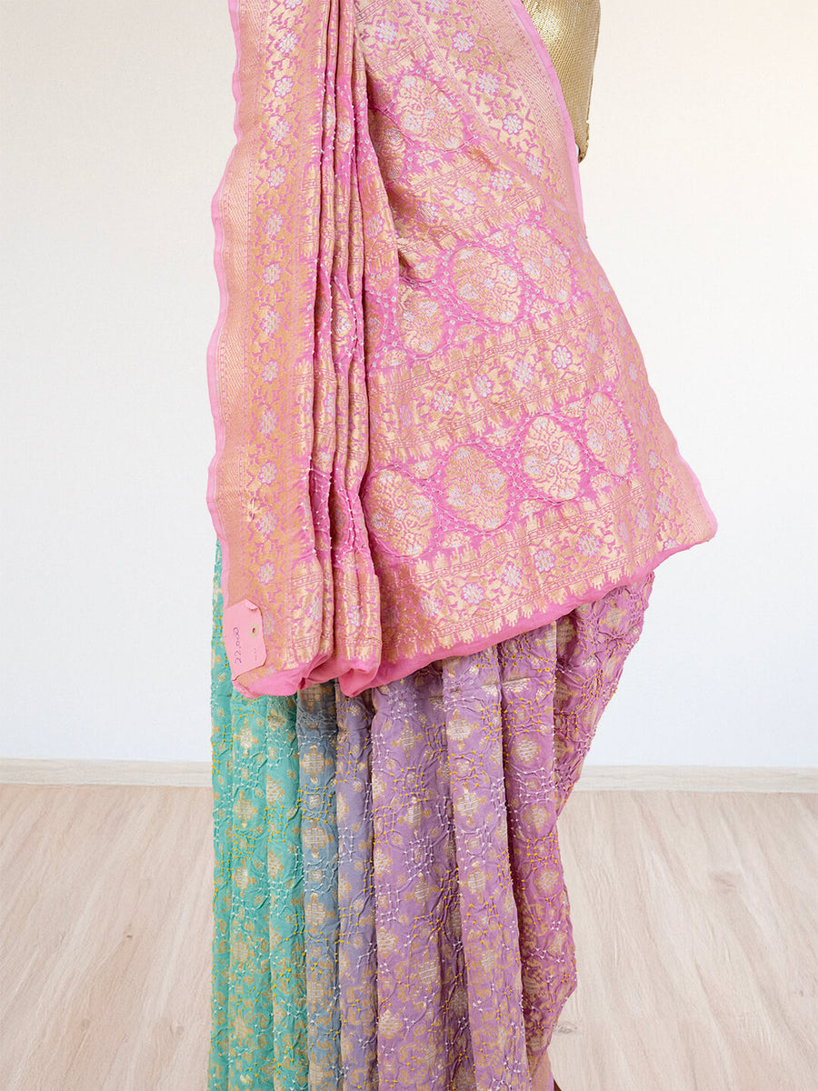 Baby Bandhani Jamna Set -Reddish Pink