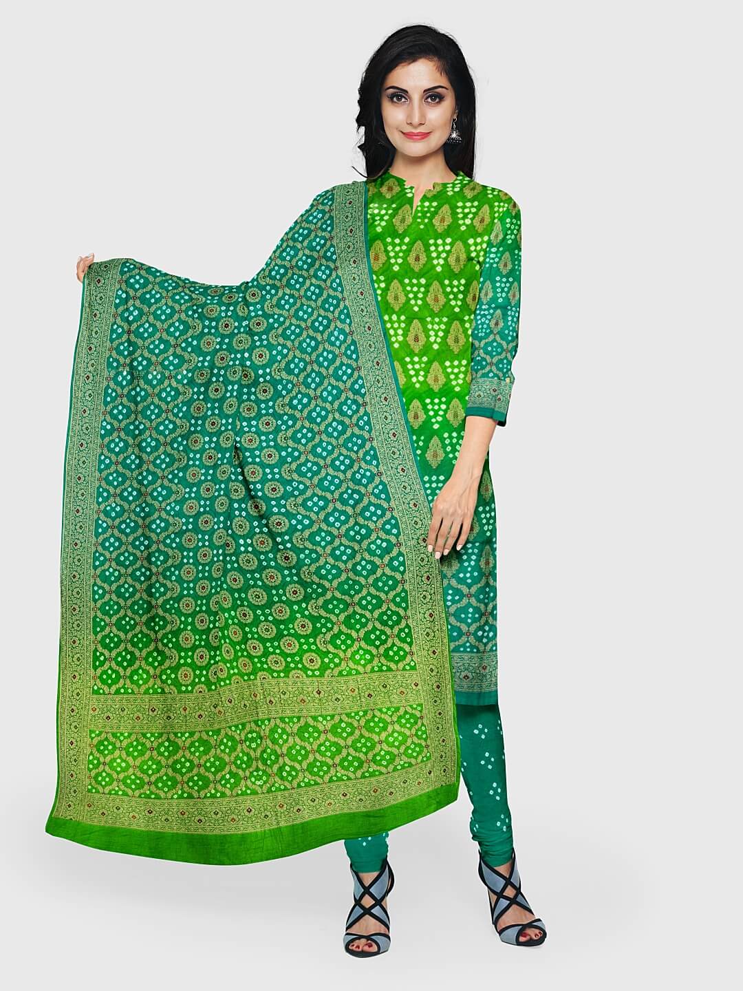 Unstitched Dress Material Bandhani Suits Salwar Kameez: Khatri