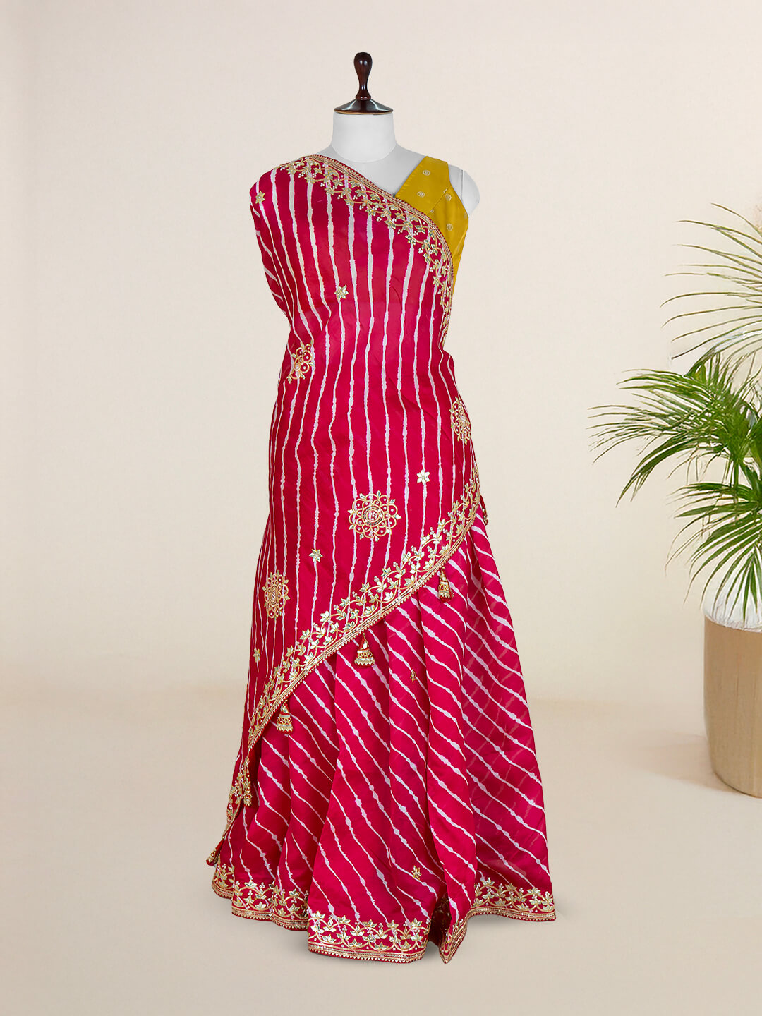Lehriya Saree | Embroidered Leheriya Saree Online: Khatri Jamnadas Bechardas Tagged "Red" Lehriya Saree | Embroidered Leheriya Saree Online: Khatri Jamnadas Bechardas Tagged "Red"