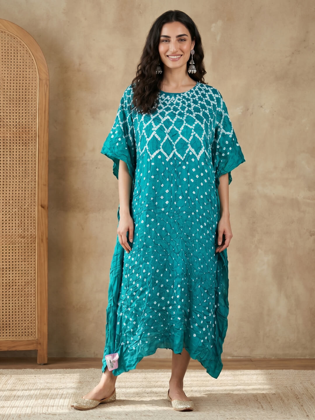 silk bandhani dress material online Price: 4990/- with Free Shipping Pure Modal Silk Silk Lagdi Patta 3Pc Bandhani Dress Material