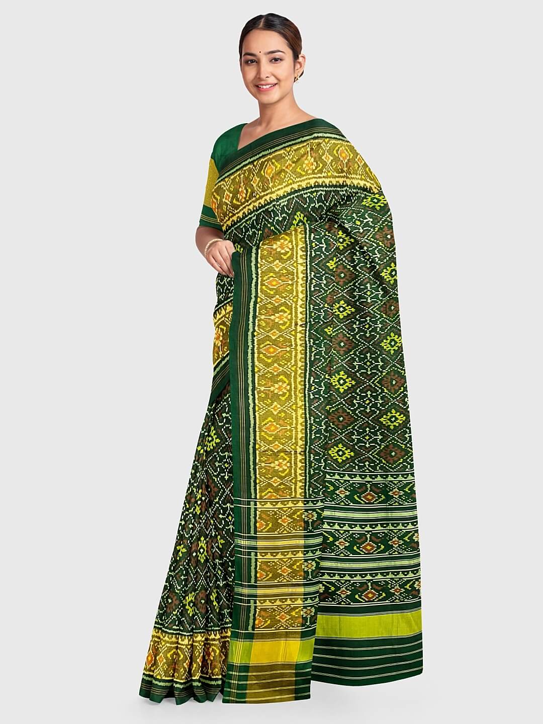 Patola Silk Woven Saree In Green Colour - SR5414174
