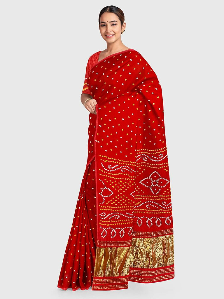 Buy Shaily Green & Red Printed Saree - Sarees for Women 9818939 | Myntra