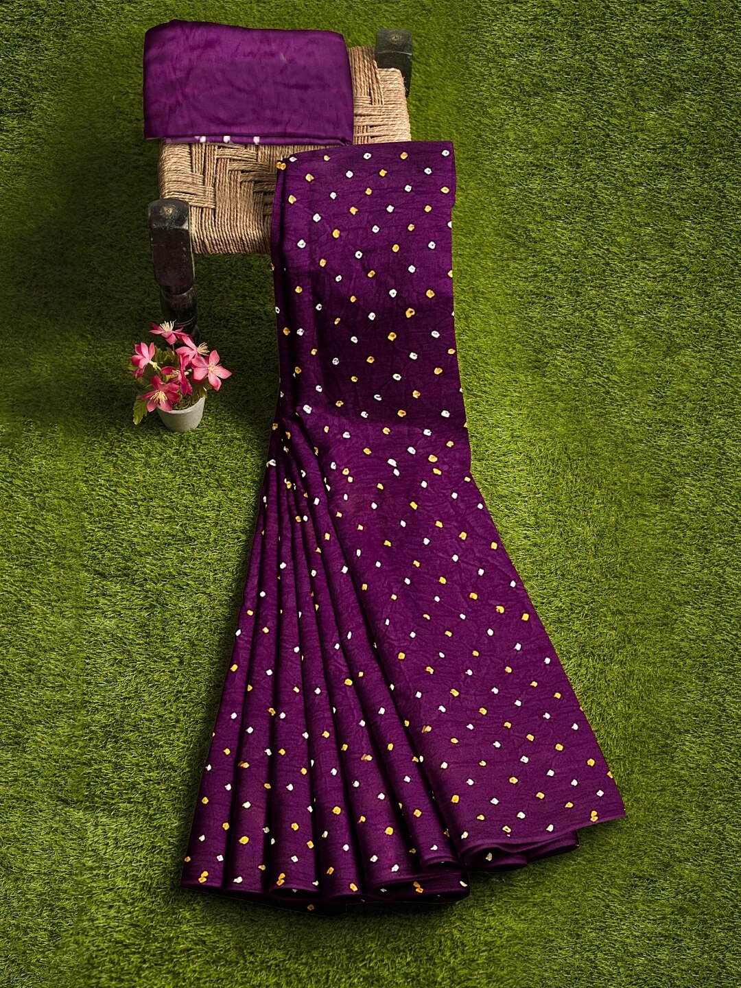 Magenta Dana Bandhani Saree in Modal Silk – Khatri Jamnadas Bechardas