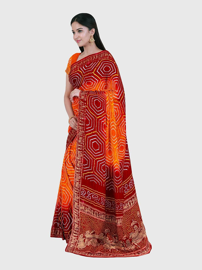 Bandhani Saree  Bandhej / Chunri / Gaji Silk Bandhani Sarees Online:  Khatri Jamnadas Bechardas – Tagged Haldi