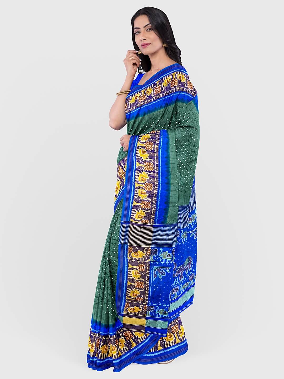 Rama Green Saree in Pure Kanjeevaram Silk for wedding - Clot