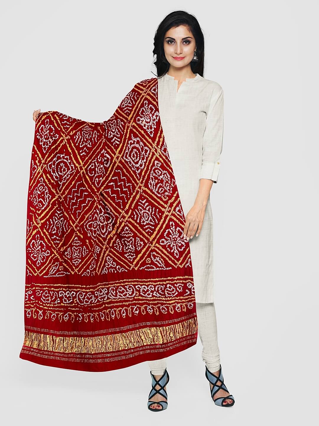 red bandhani dupatta dress Buy Red Bandhani Silk Blend Straight Suit Set With Dupatta Online in USA at $25.00
