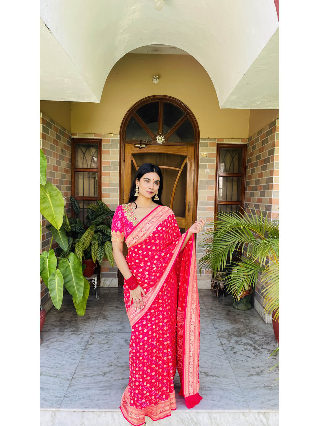 Banarasi Georgette Birds Bandhani Saree – Khinkhwab