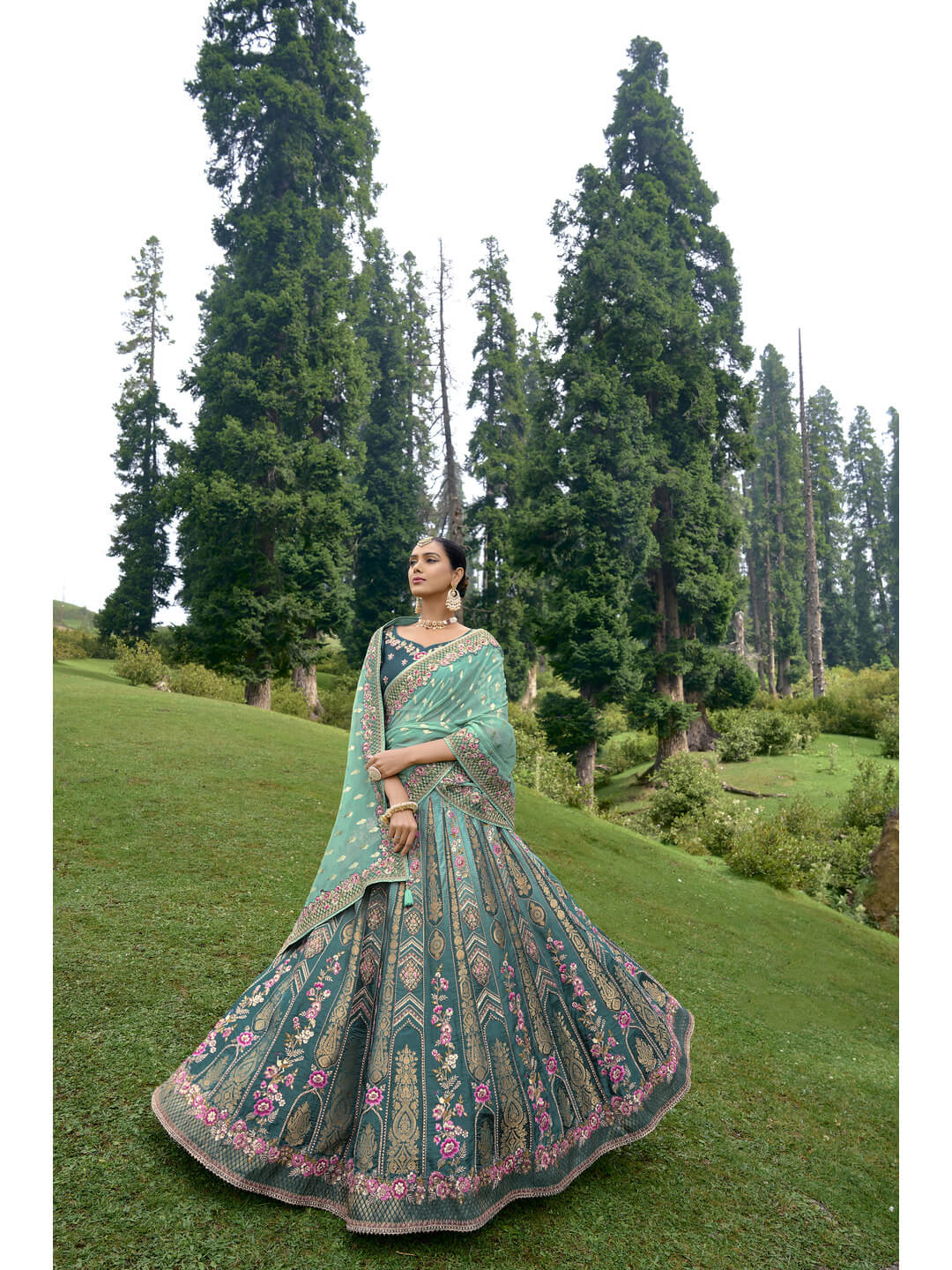 Pinki Sinha Banarasi Silk Lehenga Set With Unstitched Blouse Fabric |  Yellow, Floral, Pure Silk | Blouse fabric, Aza fashion, Silk lehenga
