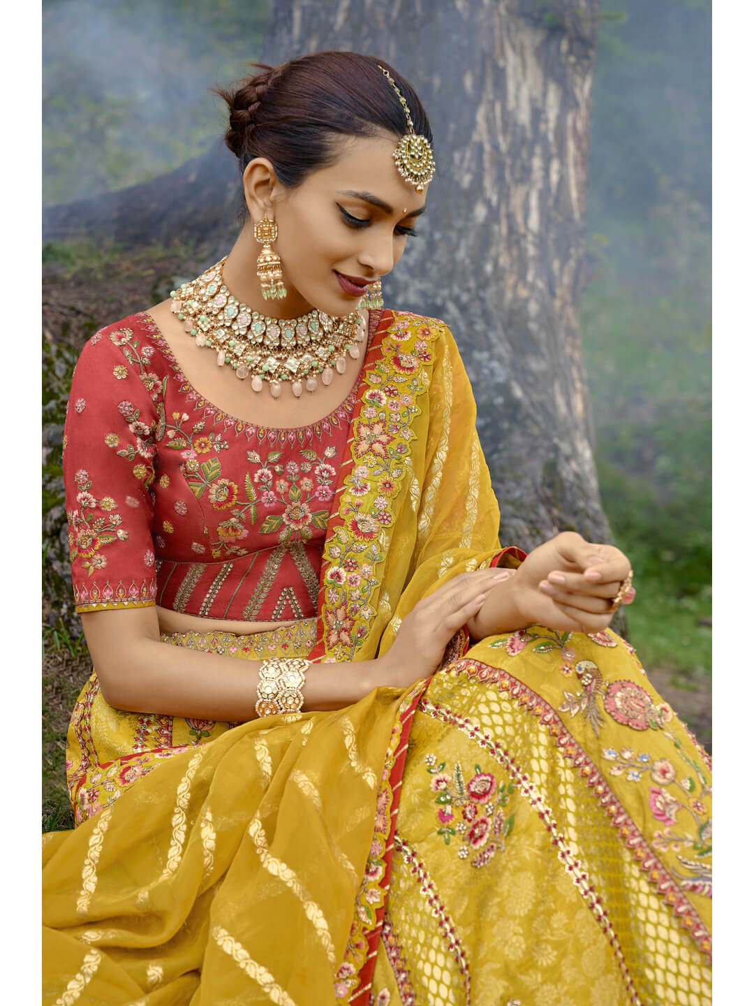 Rama And Red Banarasi Silk Lehenga Choli Wedding Party Wear Women Beautiful  Look | eBay