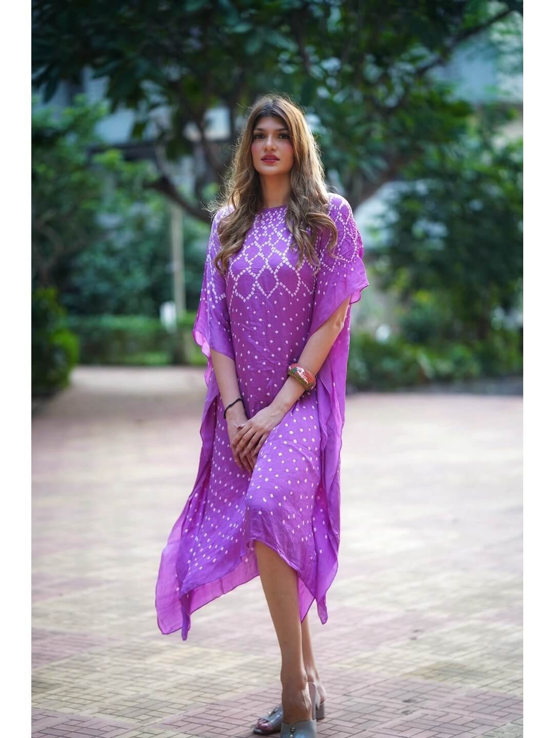 modal silk kaftan dress EE-S45457K Blue Ajrakh Kaftan sakhifashions